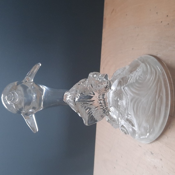 Vintage Crystal Dolphin with Frosted Glass Base - Picture 2 of 10